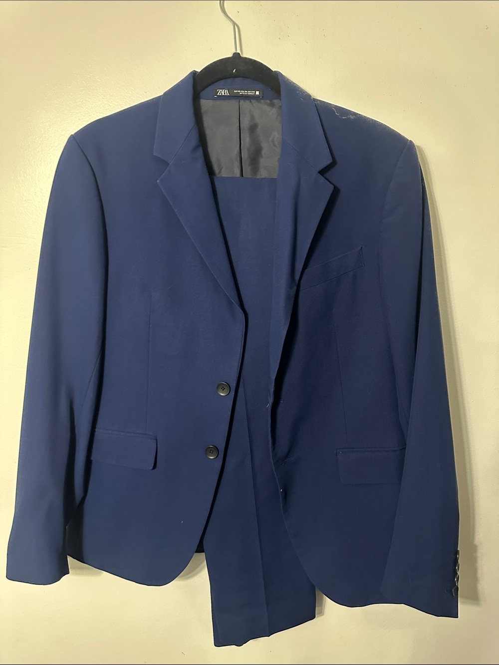 Zara Men's Deep Blue Two-Button Blazer and pants